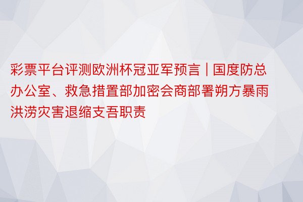 彩票平台评测欧洲杯冠亚军预言 | 国度防总办公室、救急措置部加密会商部署朔方暴雨洪涝灾害退缩支吾职责